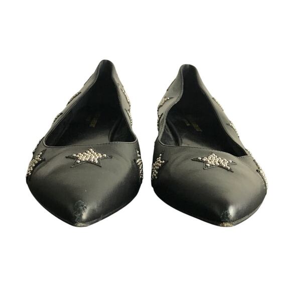 Saint Laurent Paris Flat Wmns Size 40EU Studded Star Pointed Toe Leather LuxCool - Picture 2 of 8